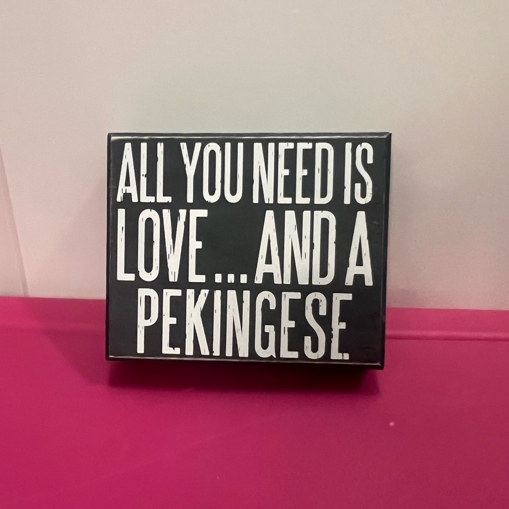 Black and White Pekingese Sign